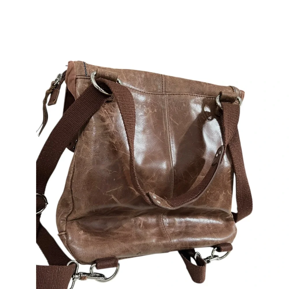 The Sak Brown Distressed Leather Convertible Backpack Crossbody Bag